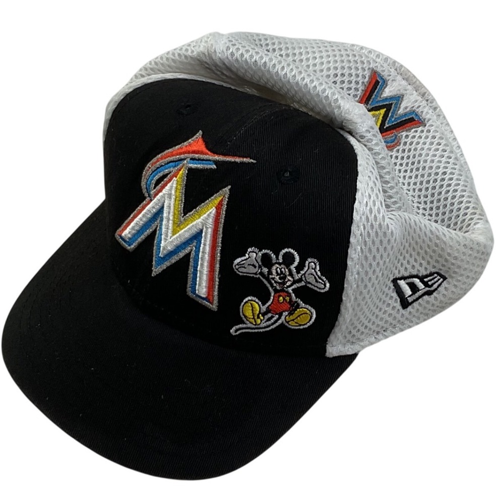 New Era 39THIRTY Miami Marlins Disney Mickey Mouse Hat Toddler Child Cap‎ Black